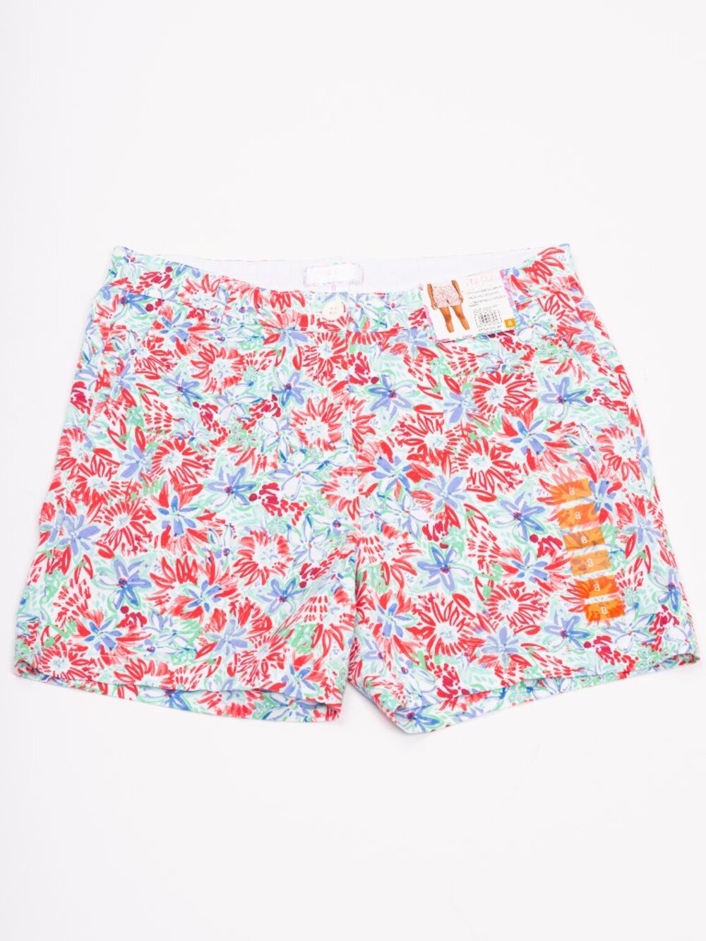 Stella Parker Floral Paint Printed Shorts NWT Resortwear Stretch Pink Blue Sz 8